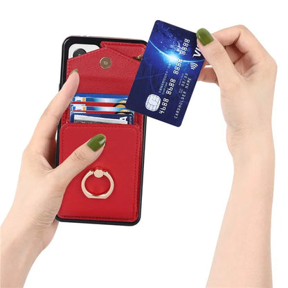For Samsung Galaxy A82 5G Cover Accordion Card Bag Drop-proof Cell Phone Case with Strap