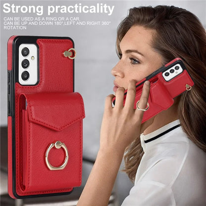 For Samsung Galaxy A82 5G Cover Accordion Card Bag Drop-proof Cell Phone Case with Strap