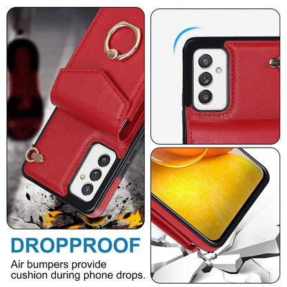 For Samsung Galaxy A82 5G Cover Accordion Card Bag Drop-proof Cell Phone Case with Strap