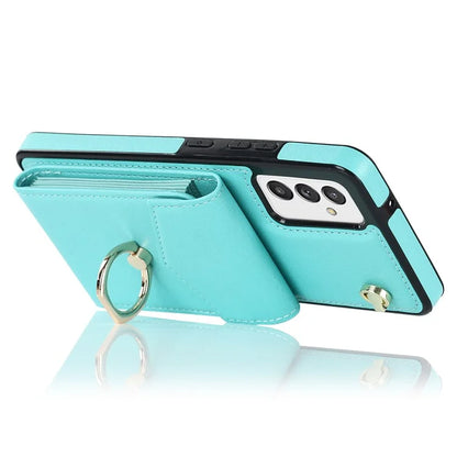 For Samsung Galaxy A82 5G Cover Accordion Card Bag Drop-proof Cell Phone Case with Strap