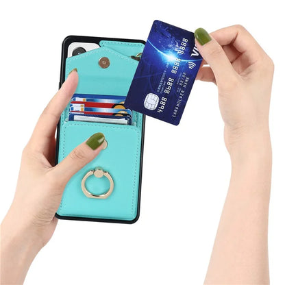 For Samsung Galaxy A82 5G Cover Accordion Card Bag Drop-proof Cell Phone Case with Strap
