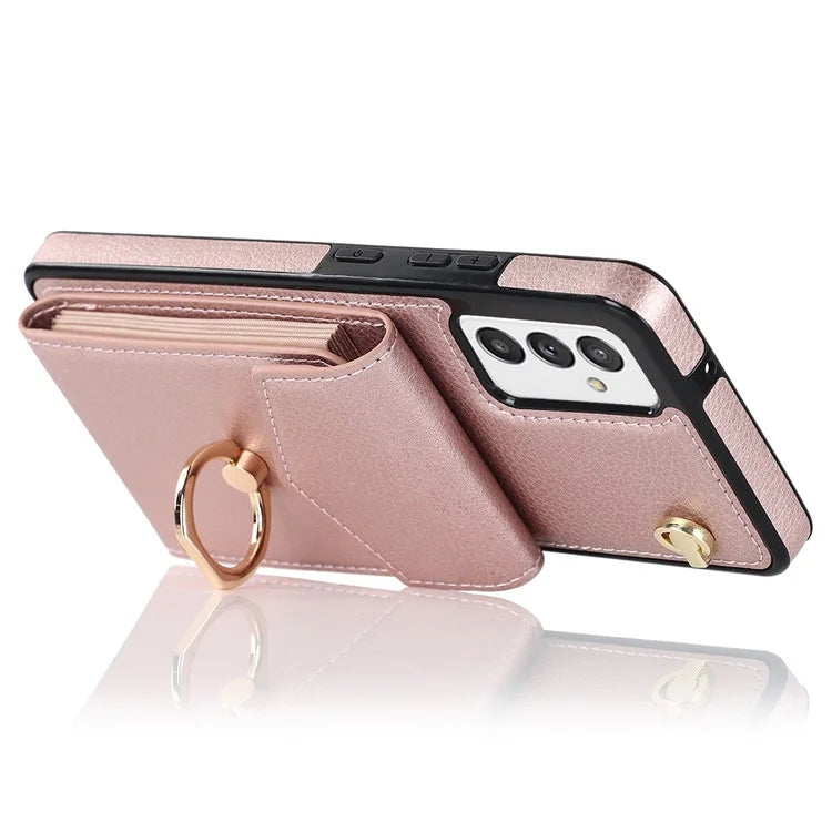 For Samsung Galaxy A82 5G Cover Accordion Card Bag Drop-proof Cell Phone Case with Strap