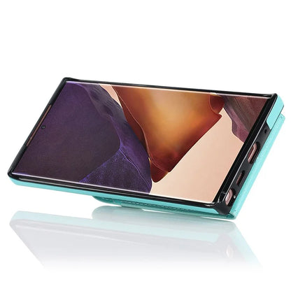 For Samsung Galaxy Note20 Ultra 5G / Note20 Ultra Cover Ring Kickstand Card Bag PU+TPU Cell Phone Case