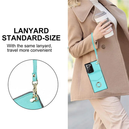 For Samsung Galaxy Note20 Ultra 5G / Note20 Ultra Cover Ring Kickstand Card Bag PU+TPU Cell Phone Case