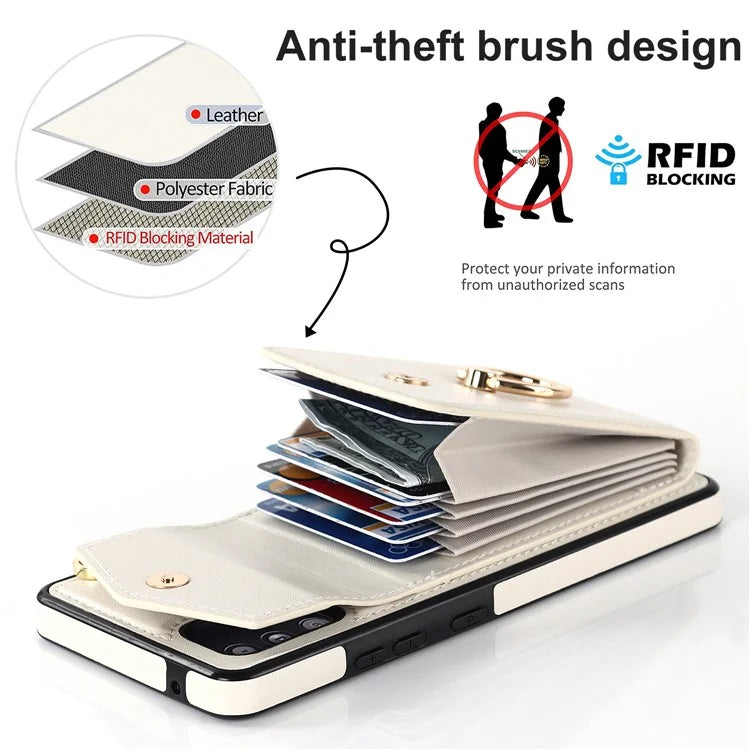For Samsung Galaxy A12 Cell Phone Case PU Leather+TPU Ring Kickstand Cover with Card Holder