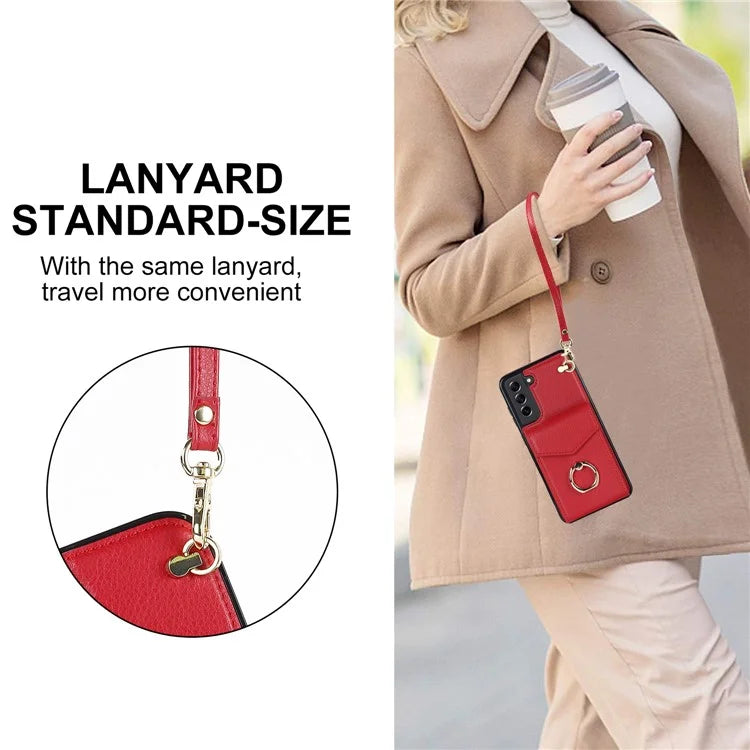 For Samsung Galaxy S21 FE 5G Cover Accordion Card Bag Ring Kickstand Drop-proof Cell Phone Case
