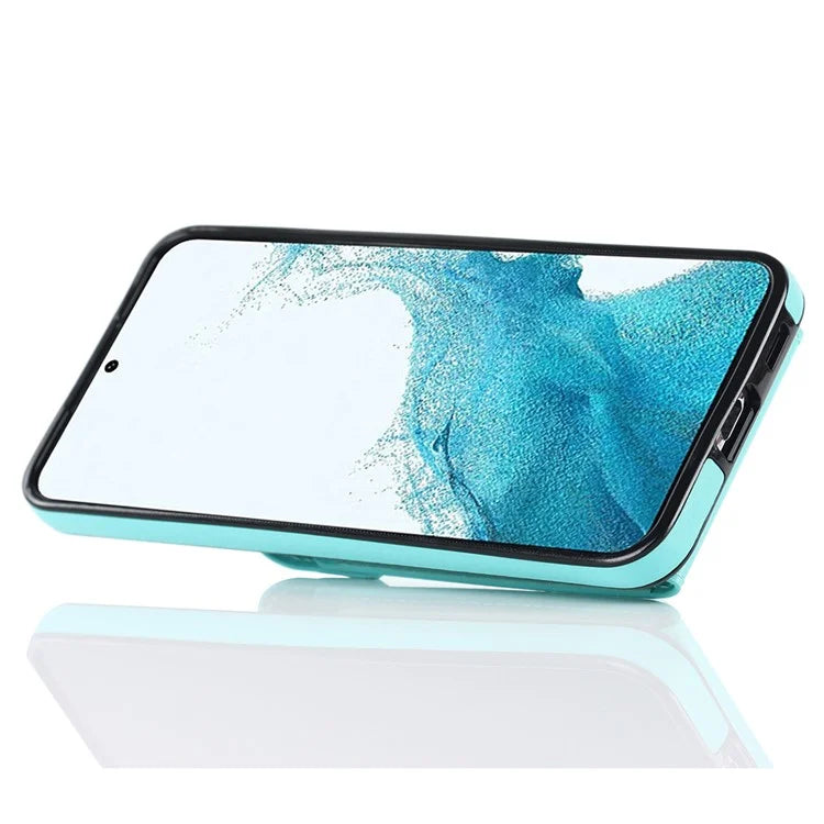 For Samsung Galaxy S21 FE 5G Cover Accordion Card Bag Ring Kickstand Drop-proof Cell Phone Case