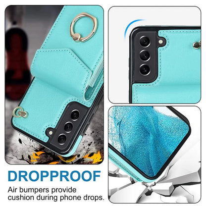 For Samsung Galaxy S21 FE 5G Cover Accordion Card Bag Ring Kickstand Drop-proof Cell Phone Case