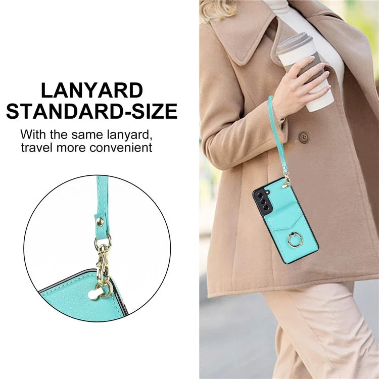 For Samsung Galaxy S21 FE 5G Cover Accordion Card Bag Ring Kickstand Drop-proof Cell Phone Case