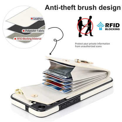 For Samsung Galaxy S21 FE 5G Cover Accordion Card Bag Ring Kickstand Drop-proof Cell Phone Case