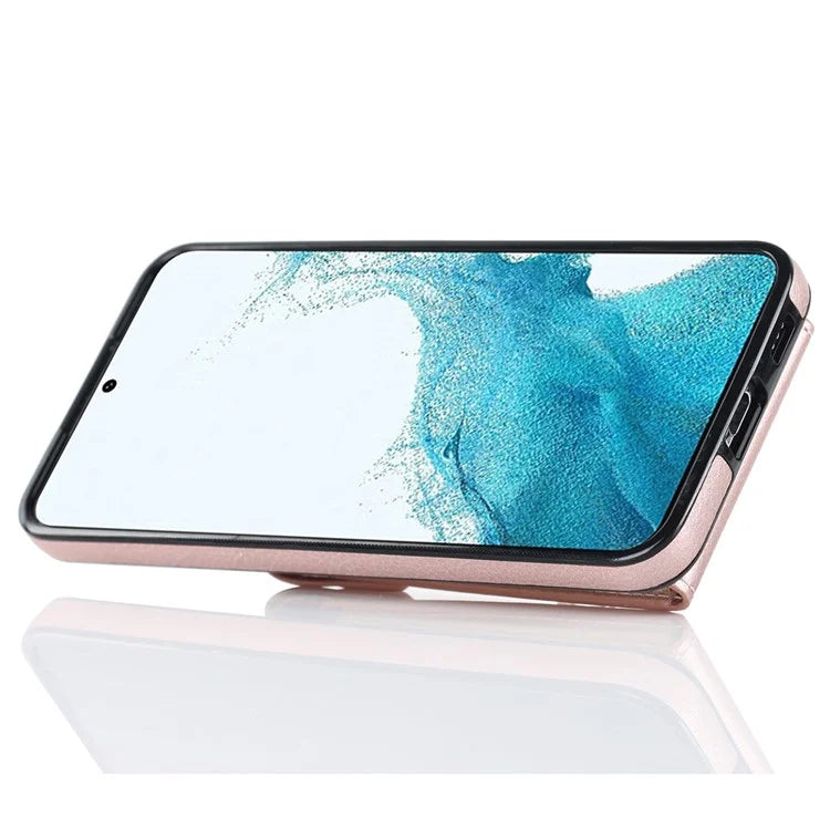 For Samsung Galaxy S21 FE 5G Cover Accordion Card Bag Ring Kickstand Drop-proof Cell Phone Case