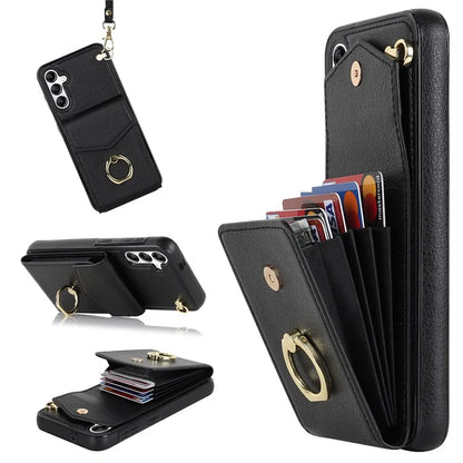 For Samsung Galaxy A14 5G Cover Card Holder Cell Phone Case with Rotating Ring Kickstand