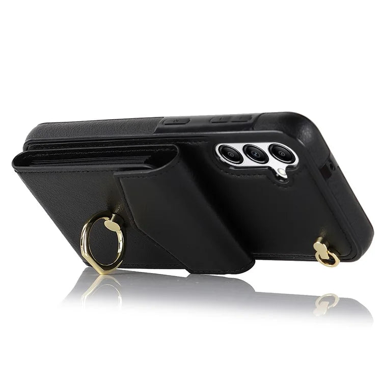 For Samsung Galaxy A14 5G Cover Card Holder Cell Phone Case with Rotating Ring Kickstand