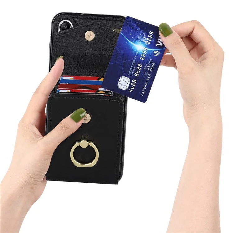 For Samsung Galaxy A14 5G Cover Card Holder Cell Phone Case with Rotating Ring Kickstand