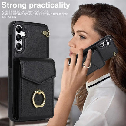 For Samsung Galaxy A14 5G Cover Card Holder Cell Phone Case with Rotating Ring Kickstand
