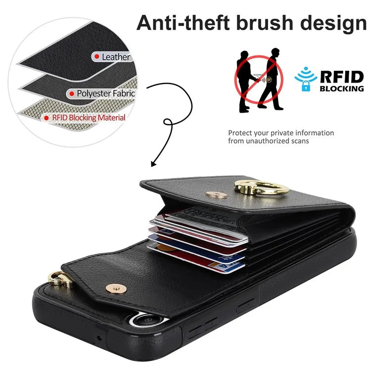For Samsung Galaxy A14 5G Cover Card Holder Cell Phone Case with Rotating Ring Kickstand