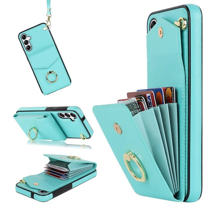 For Samsung Galaxy A14 5G Cover Card Holder Cell Phone Case with Rotating Ring Kickstand