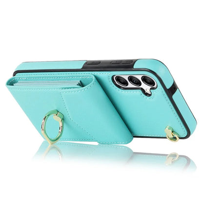 For Samsung Galaxy A14 5G Cover Card Holder Cell Phone Case with Rotating Ring Kickstand