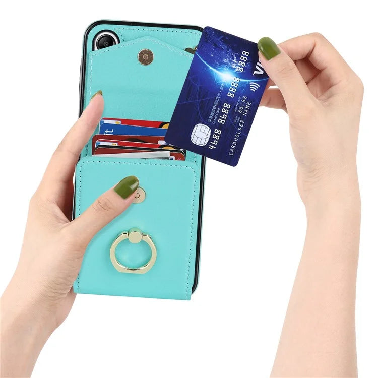 For Samsung Galaxy A14 5G Cover Card Holder Cell Phone Case with Rotating Ring Kickstand