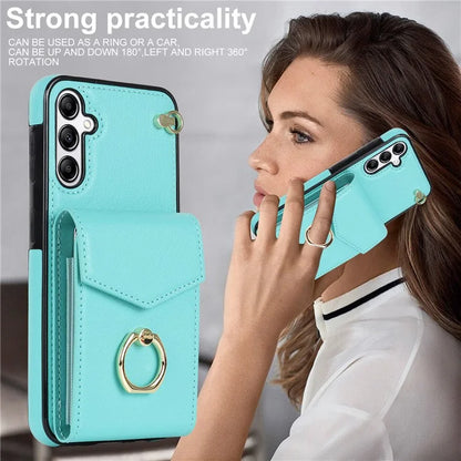 For Samsung Galaxy A14 5G Cover Card Holder Cell Phone Case with Rotating Ring Kickstand