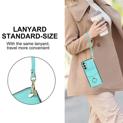 For Samsung Galaxy A14 5G Cover Card Holder Cell Phone Case with Rotating Ring Kickstand