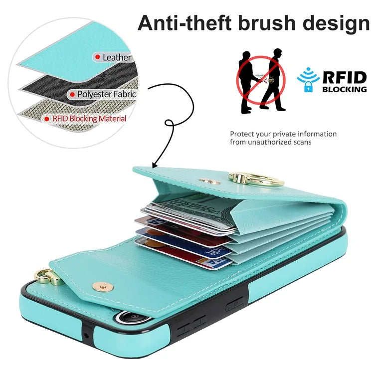 For Samsung Galaxy A14 5G Cover Card Holder Cell Phone Case with Rotating Ring Kickstand