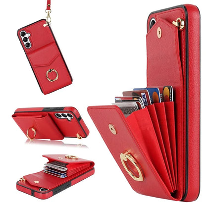 For Samsung Galaxy A14 5G Cover Card Holder Cell Phone Case with Rotating Ring Kickstand