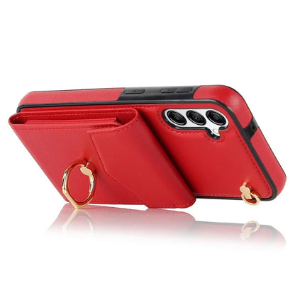 For Samsung Galaxy A14 5G Cover Card Holder Cell Phone Case with Rotating Ring Kickstand