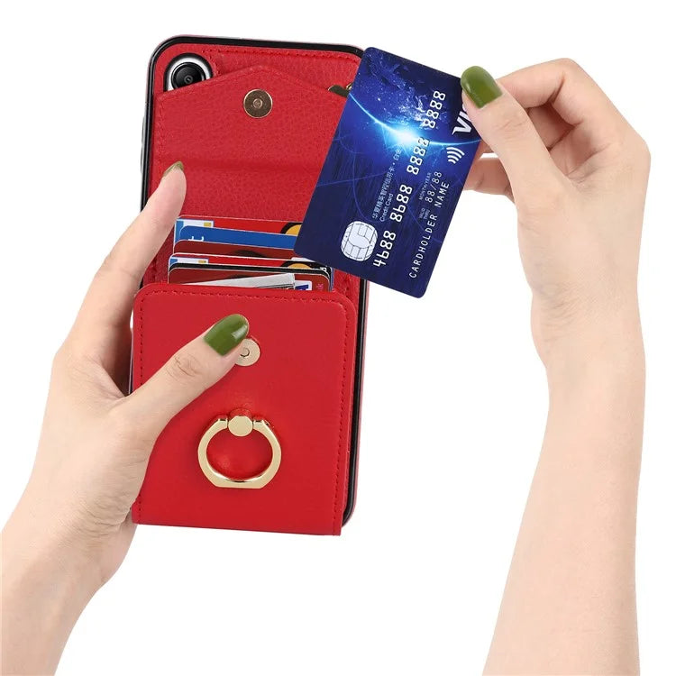 For Samsung Galaxy A14 5G Cover Card Holder Cell Phone Case with Rotating Ring Kickstand