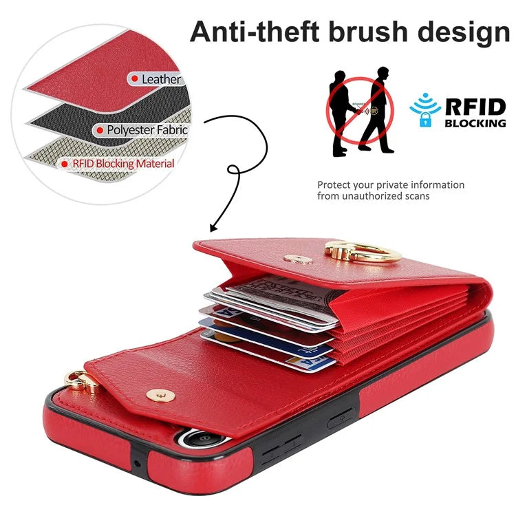 For Samsung Galaxy A14 5G Cover Card Holder Cell Phone Case with Rotating Ring Kickstand