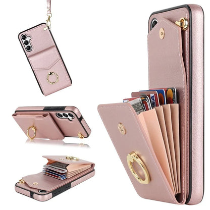 For Samsung Galaxy A14 5G Cover Card Holder Cell Phone Case with Rotating Ring Kickstand