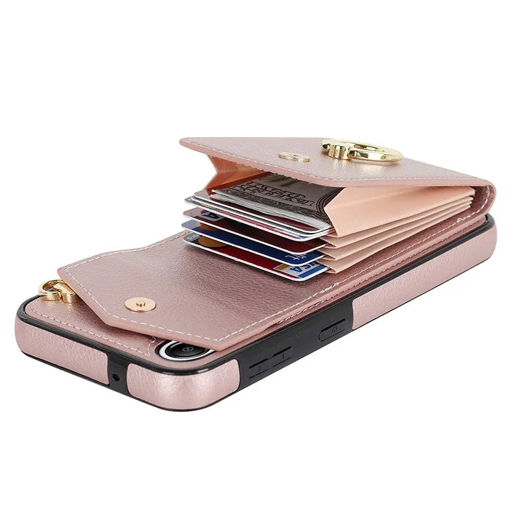 For Samsung Galaxy A14 5G Cover Card Holder Cell Phone Case with Rotating Ring Kickstand