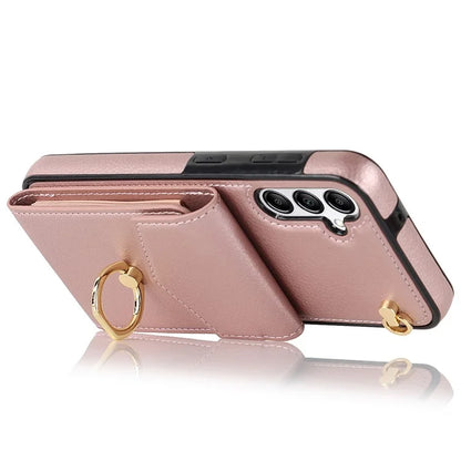 For Samsung Galaxy A14 5G Cover Card Holder Cell Phone Case with Rotating Ring Kickstand