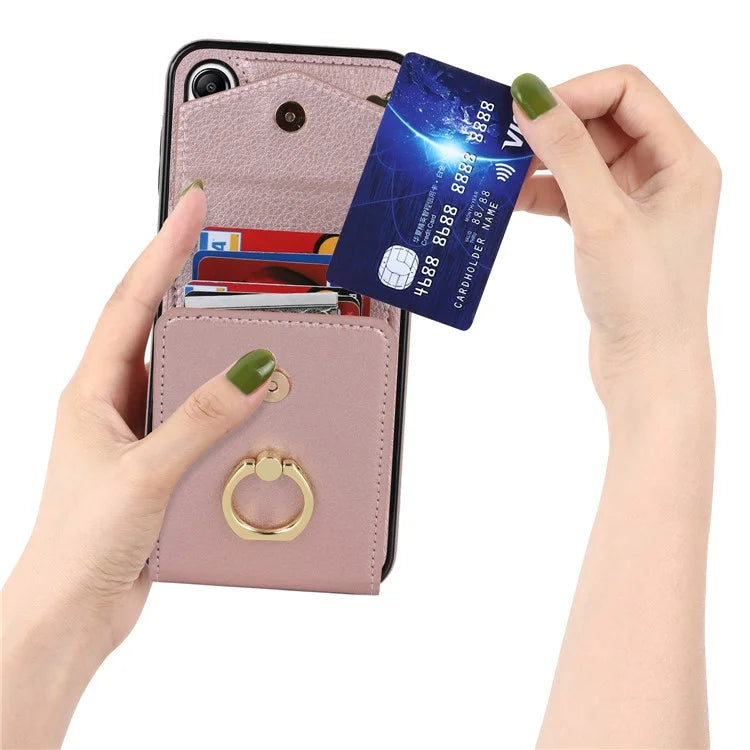 For Samsung Galaxy A14 5G Cover Card Holder Cell Phone Case with Rotating Ring Kickstand