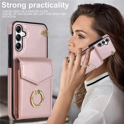 For Samsung Galaxy A14 5G Cover Card Holder Cell Phone Case with Rotating Ring Kickstand