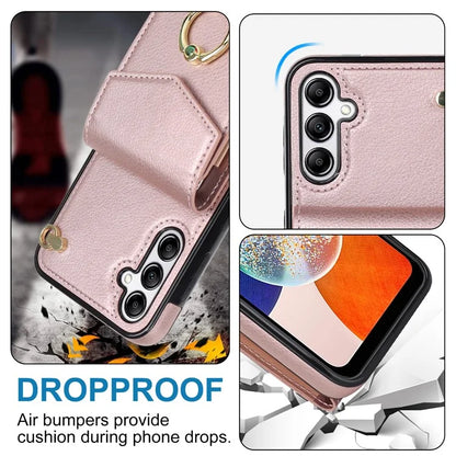 For Samsung Galaxy A14 5G Cover Card Holder Cell Phone Case with Rotating Ring Kickstand