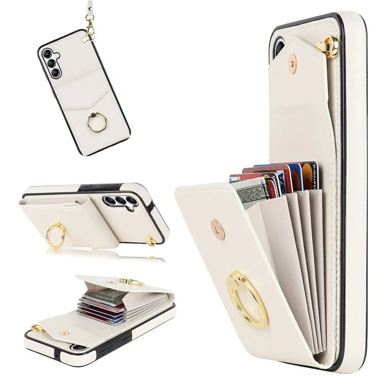 For Samsung Galaxy A14 5G Cover Card Holder Cell Phone Case with Rotating Ring Kickstand