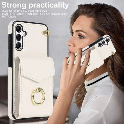 For Samsung Galaxy A14 5G Cover Card Holder Cell Phone Case with Rotating Ring Kickstand