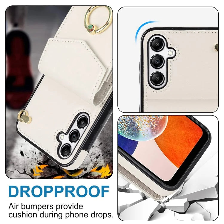 For Samsung Galaxy A14 5G Cover Card Holder Cell Phone Case with Rotating Ring Kickstand