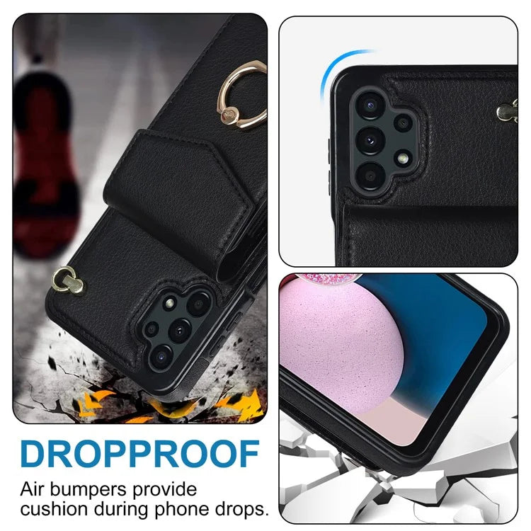 For Samsung Galaxy A13 4G / 5G Cell Phone Case PU Leather+TPU Card Holder Drop-proof Cover