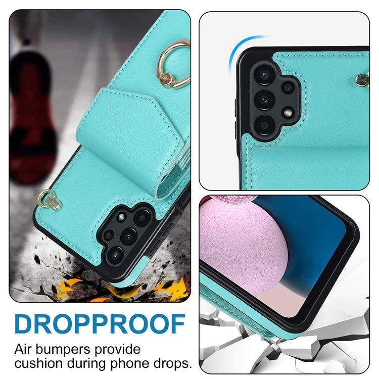 For Samsung Galaxy A13 4G / 5G Cell Phone Case PU Leather+TPU Card Holder Drop-proof Cover