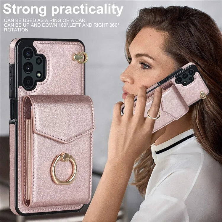 For Samsung Galaxy A13 4G / 5G Cell Phone Case PU Leather+TPU Card Holder Drop-proof Cover