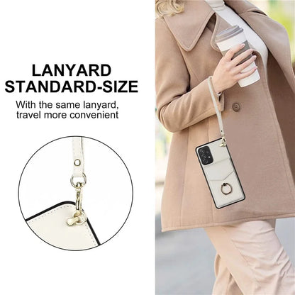 For Samsung Galaxy A52 4G / A52s 5G / A52 5G Cell Phone Case Leather+TPU Ring Kickstand Cover with Card Bag