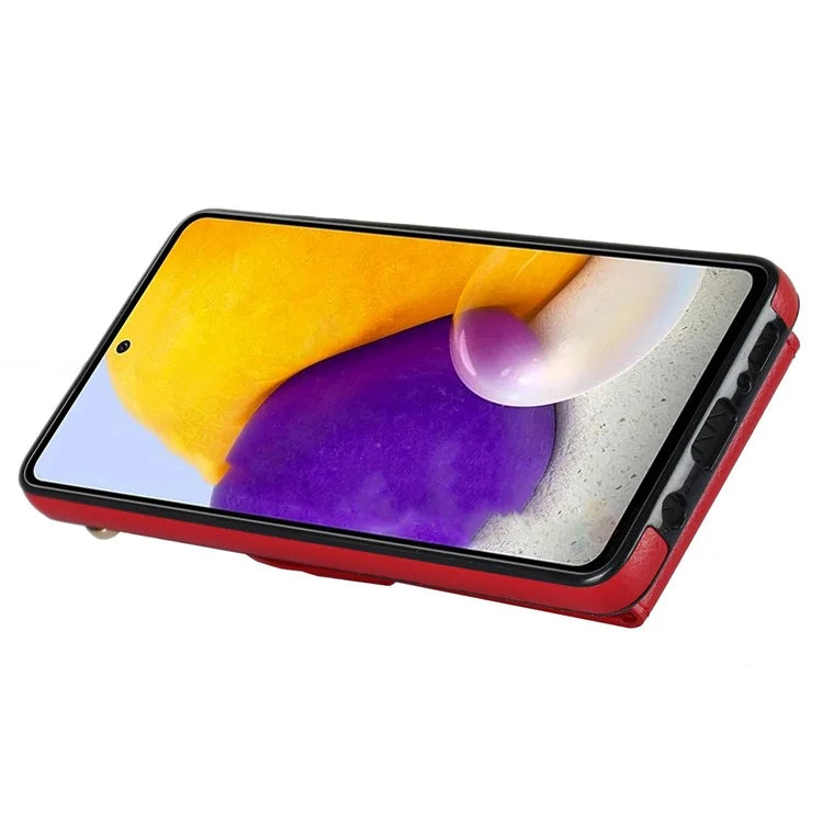 For Samsung Galaxy A52 4G / A52s 5G / A52 5G Cell Phone Case Leather+TPU Ring Kickstand Cover with Card Bag