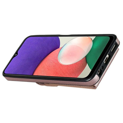 For Samsung Galaxy A22 5G (EU Version) Cover Accordion Card Bag Leather+TPU Anti-shock Cell Phone Case