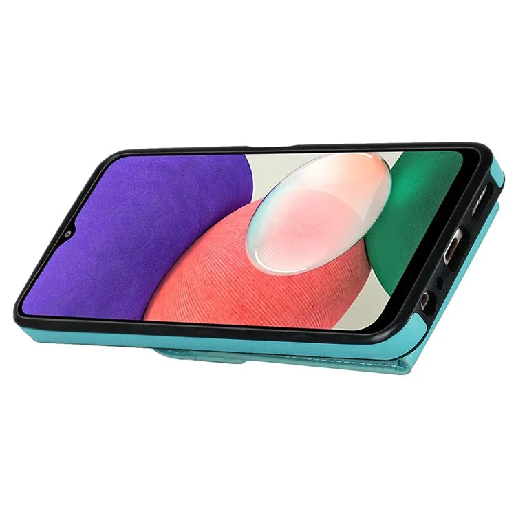 For Samsung Galaxy A22 5G (EU Version) Cover Accordion Card Bag Leather+TPU Anti-shock Cell Phone Case