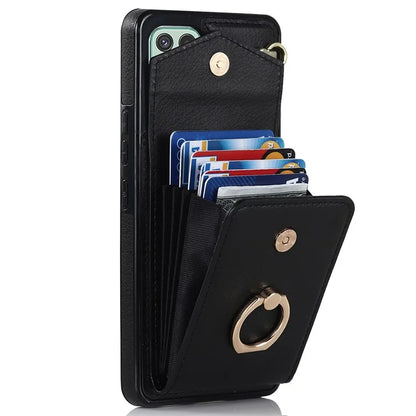 For Samsung Galaxy A22 5G (EU Version) Cover Accordion Card Bag Leather+TPU Anti-shock Cell Phone Case