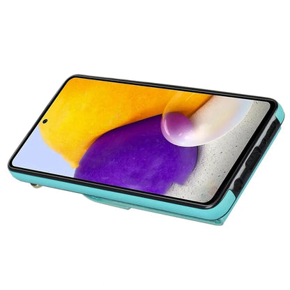 For Samsung Galaxy A72 4G / A72 5G Cover Accordion Card Bag Cell Phone Case with Ring Kickstand