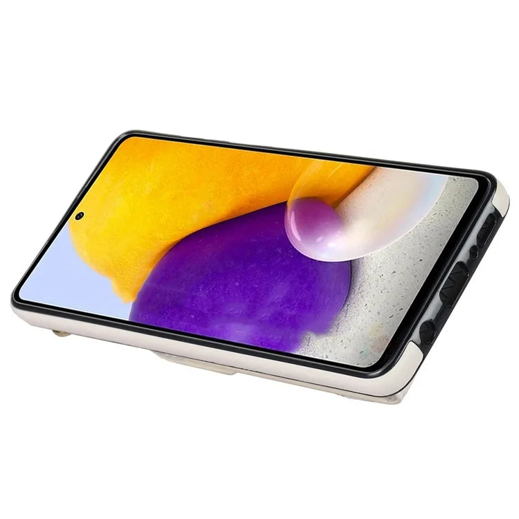 For Samsung Galaxy A72 4G / A72 5G Cover Accordion Card Bag Cell Phone Case with Ring Kickstand