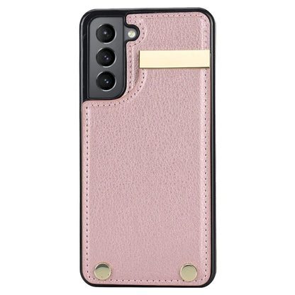 For Samsung Galaxy S21 FE 5G Cell Phone Case Drop-proof Card Holder Cover with Hardware Decor